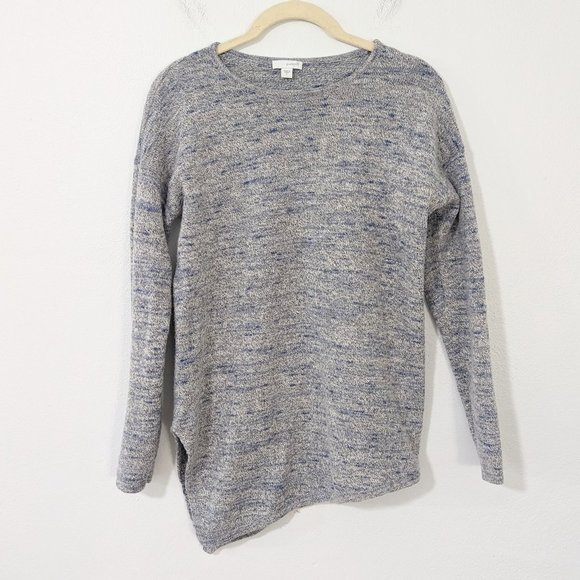 J. Jill Pure Jill Asymmetrical Sweater Wool Cashmere Blend Pullover Gray Small S - Picture 1 of 7